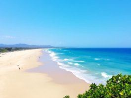 Coastal view of Punta Mogotes with sandy beaches.