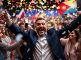 Gustavo Zanatta celebrating election victory with supporters.