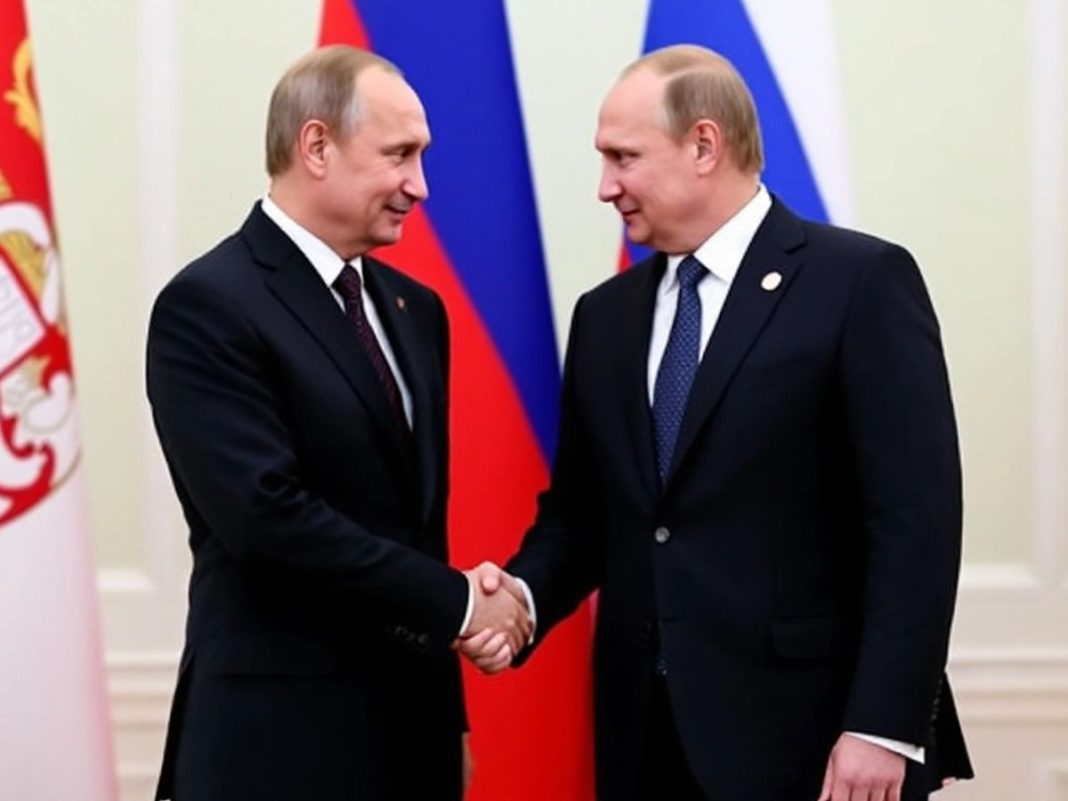 Serbian President and Putin in diplomatic meeting.