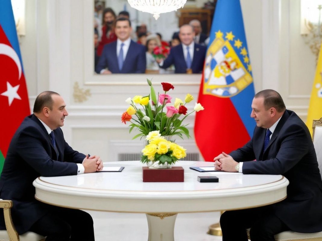 President Aliyev and Dodik meet at a round table.