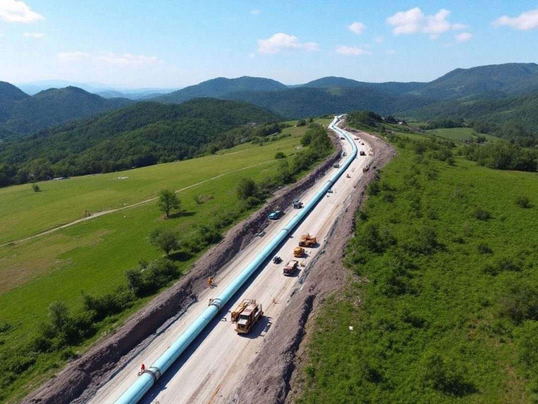 Aerial view of Pale-Jahorina gas pipeline in Bosnia.