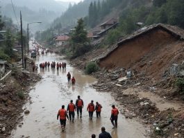 Flooded streets and mudslides in Bosnia after disaster.