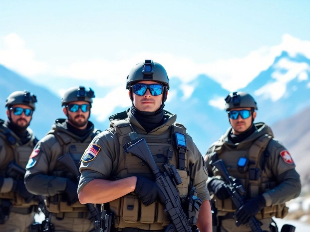 Elite border officers in tactical gear at a checkpoint.