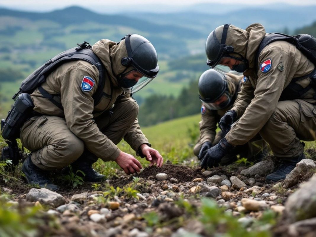 Czech police demining in rural Bosnia and Herzegovina.