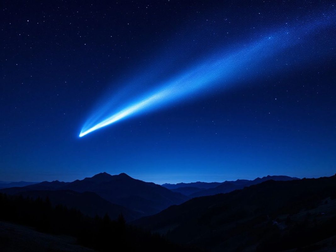 Comet C/2023 A3 glowing in Romania's night sky.