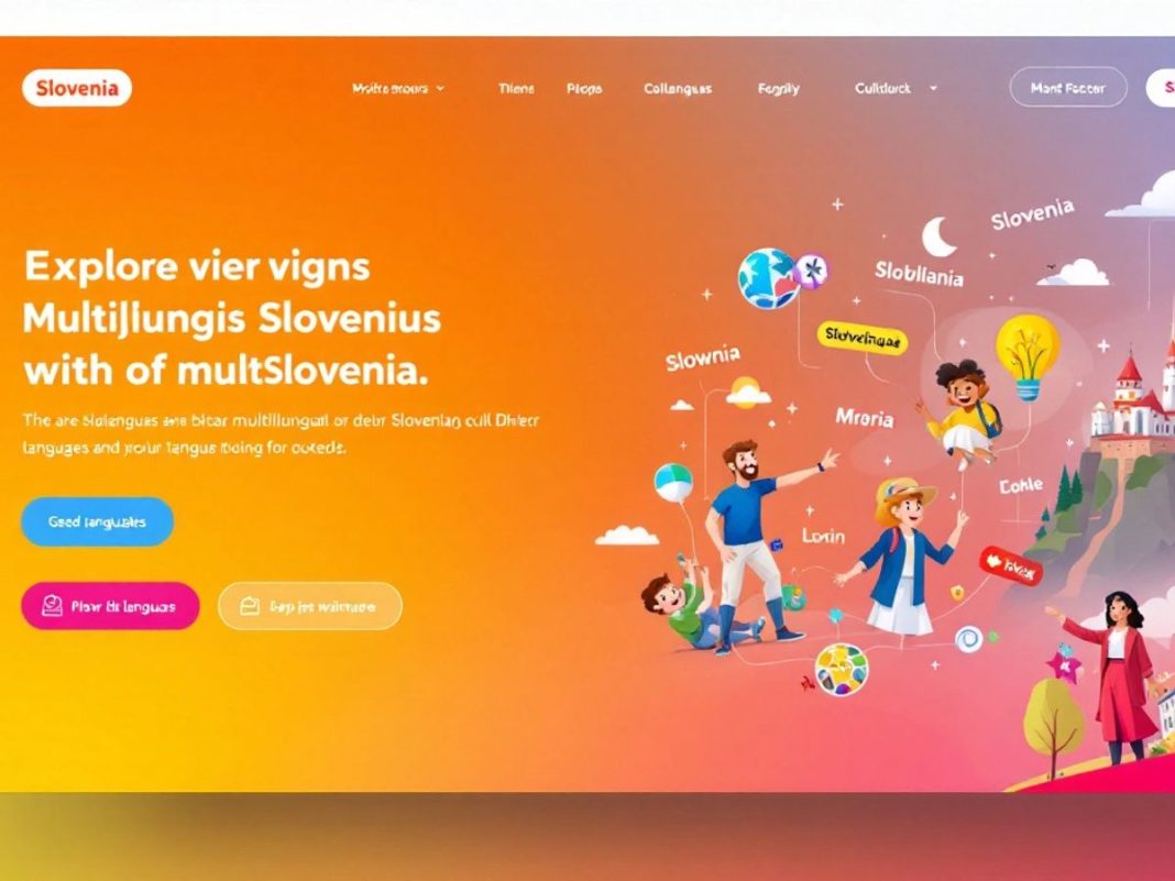 Colorful web portal interface with diverse language options.