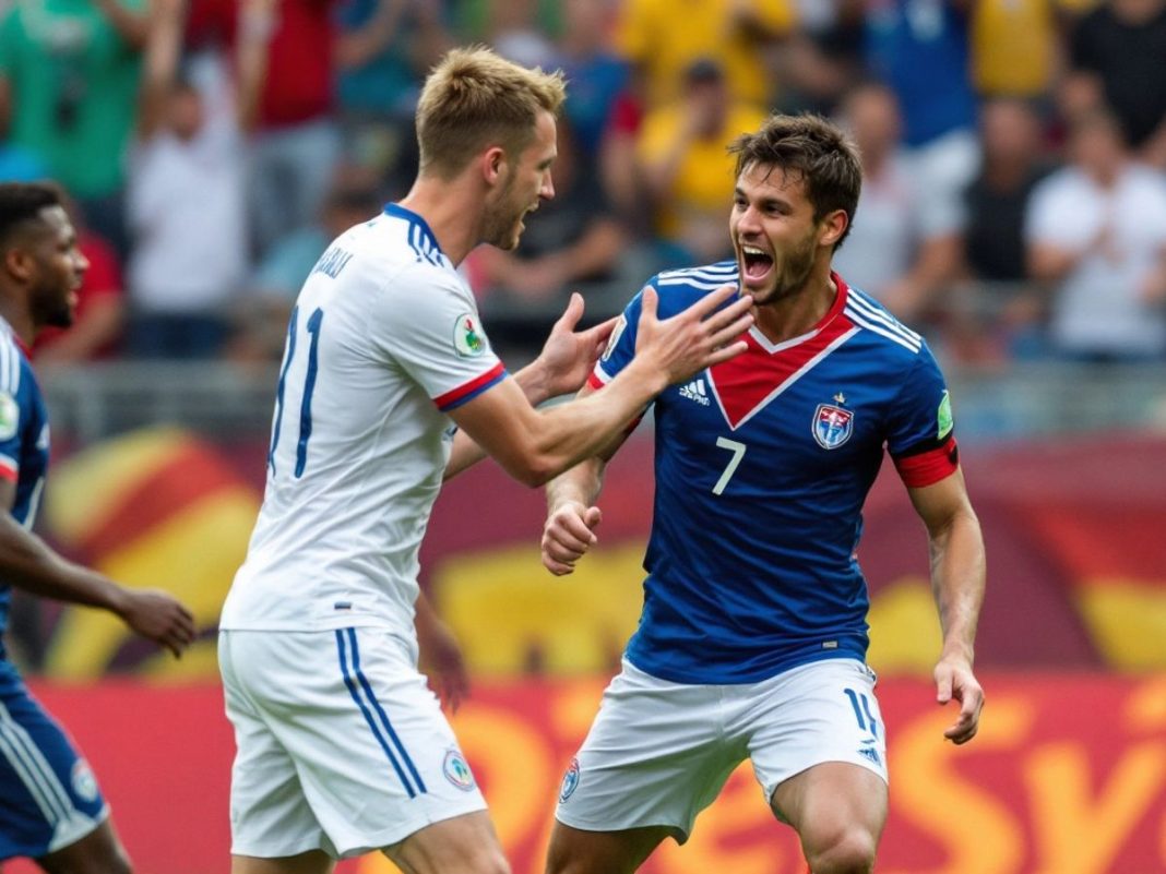 Haaland and Nusa celebrating during Slovenia match.