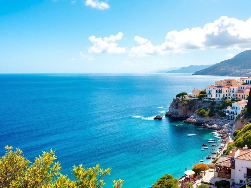 Coastal view of Greece with Mediterranean scenery.