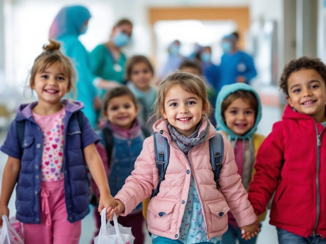 Palestinian children arriving for medical assistance in Slovenia.