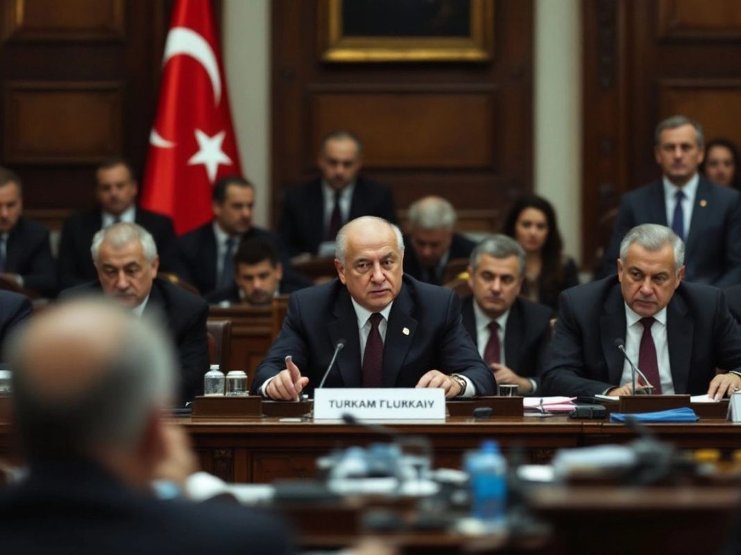 Turkish lawmakers in session discussing Mideast tensions.