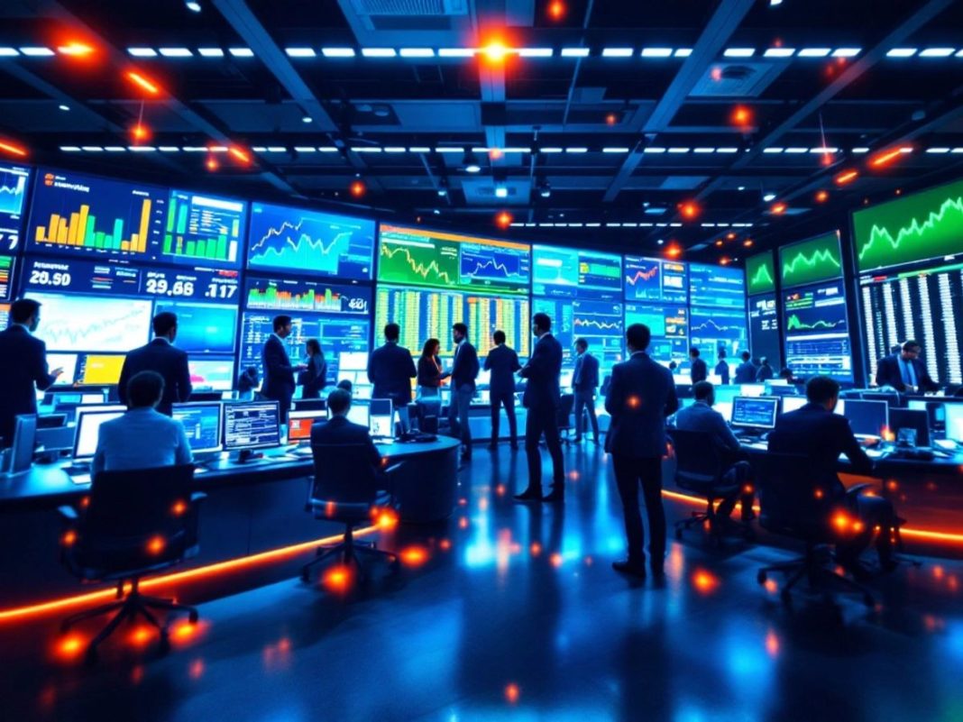 Energy trading floor with professionals and technology.