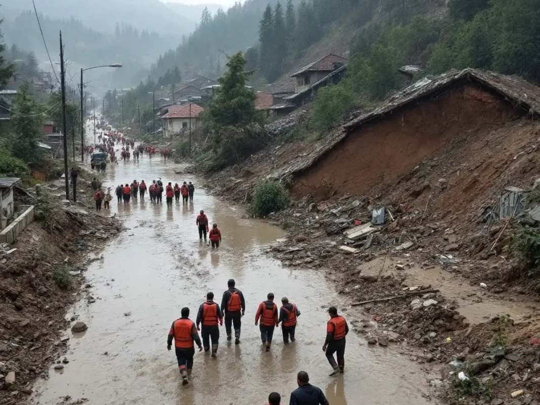 Flooded streets and mudslides in Bosnia after disaster.