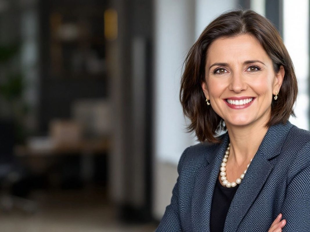 Vesna Sanjković in business attire, smiling in an office.