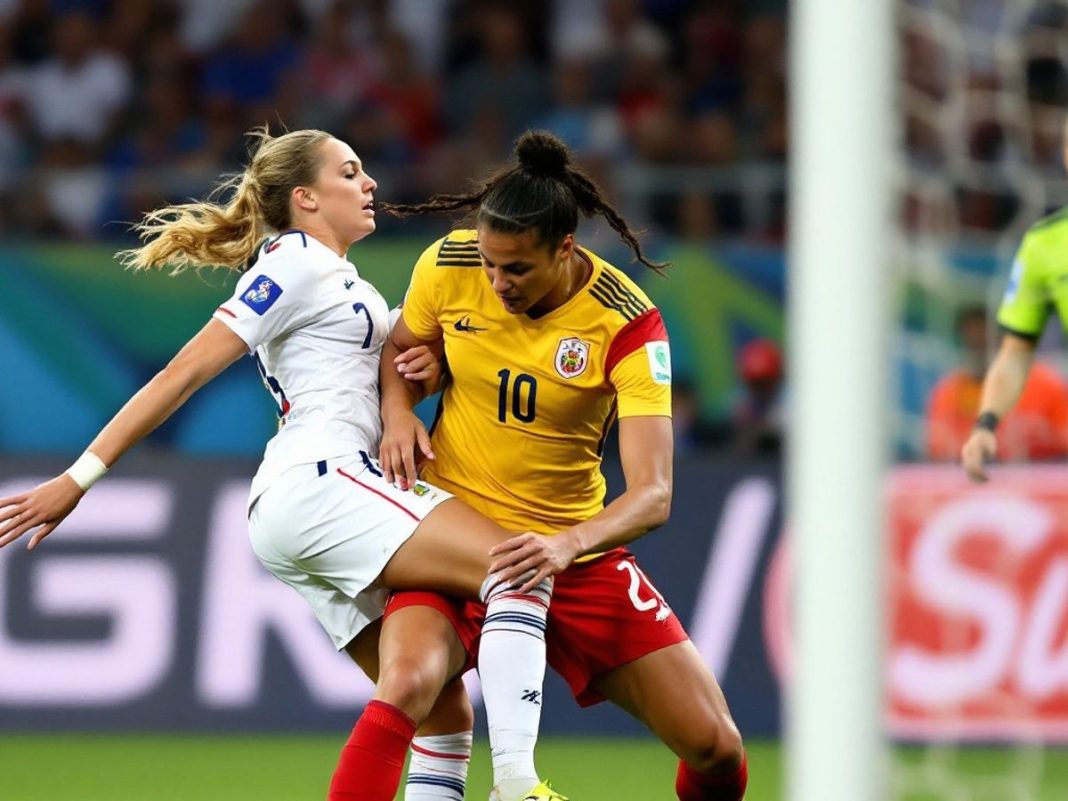 Romania vs Poland women's football playoff match action.