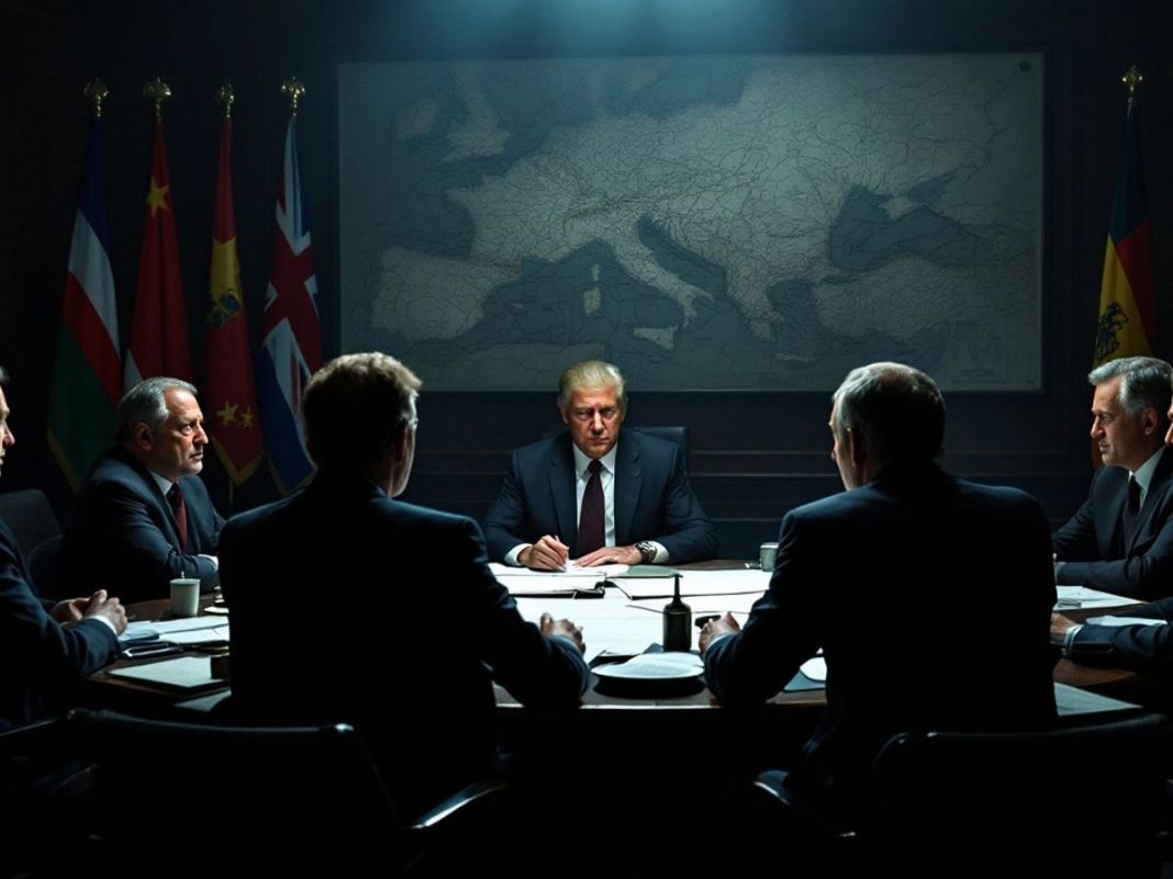 Leaders discussing military strategy in a dark room.